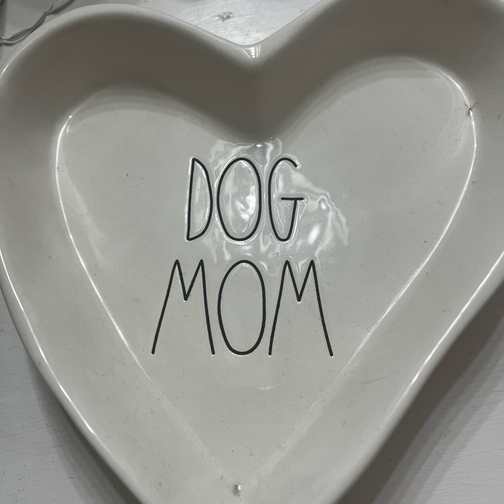 Rae Dunn White Dog Mom Heart Dish